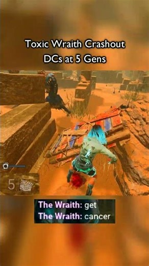 Toxic Wraith Crashout DCs at 5 Gens #dbd #deadbydaylight #dbdclips #gaming #dbdshorts