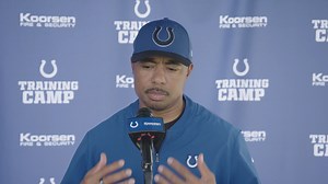 Offensive Coordinator Marcus Brady spoke to the media after the last outdoor practice at Grand Park. | Indianapolis Colts