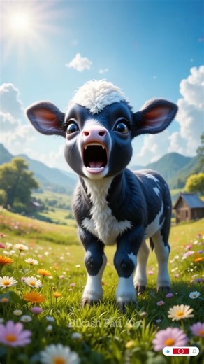 Cute Baby Cow Mooing Loudly 🐮 | Cartoon Calf Saying Moo | Adorable Animal Short