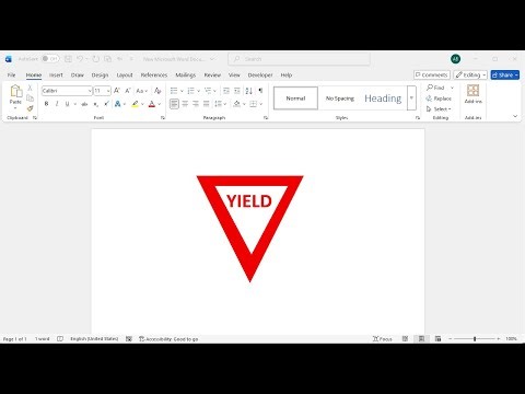 How to create yield traffic sign in word