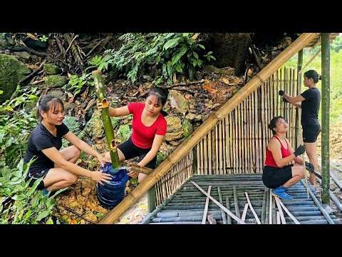 Two Sisters Carry Water and Build Bamboo | Complete Construction