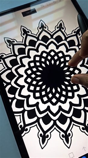 Mandala drawing #shorts #tablet #drawingapp #blackinkart #art #mandalatherapy