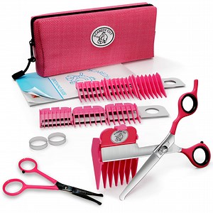 Scaredy Cut Silent Pet Grooming Kit Right-Handed Pink 4.5" Safety Scissor Included Quiet Alternative to Electric Clippers for Sensitive Cats & Dogs