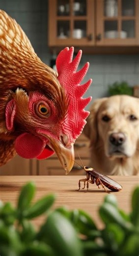 Shocking! Chicken faces cockroach — who wins this epic showdown #animals #wildlife #shocking