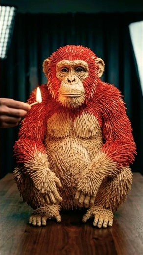 Chimp made of matches goes up in flames
