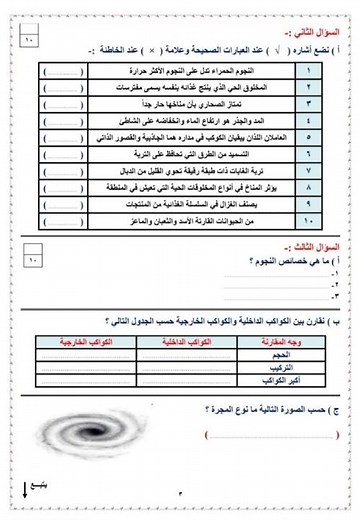 اختبار نهائي علوم سادس ابتدائي الفصل الثاني 1444 🇸🇦 مع الاجوبة