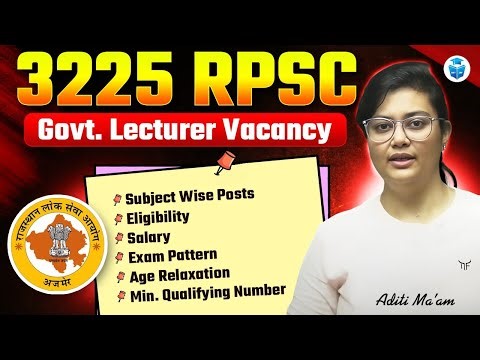 3225 Govt Lecturer Vacancy 😱 | RPSC Teacher Vacancy 2025 | Aditi Sharma