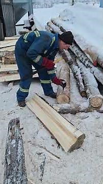 Splitting firewood with wedge and hammer