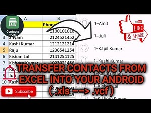 Transfer Contacts from excel to your android contact list | Convert .xls or .xlsx to .vcf