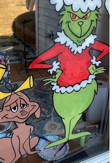 Creative Grinchmas Window Painting Process