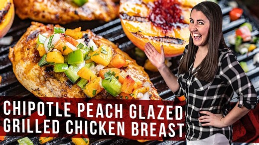 Chipotle-peach glazed grilled chicken breasts