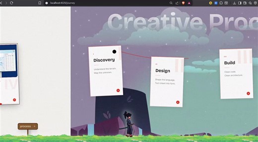turning my PORTFOLIO into a FANTASY side-scroller because why not ⚔️trying to make this "Creative Process" section feel like something worth scrolling through and interesting.honestly just forcing myself to post anything atp.thanks.#buildinpublic #portfolio #gsap #pixelart