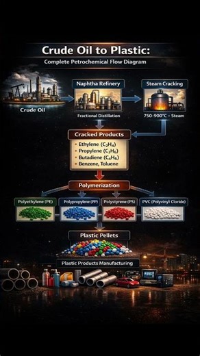 Crude Oil to Plastic Process | Complete Petrochemical Flow Diagram| 3D Animation Explained #refinery
