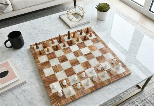 Handmade Onyx Marble Chess Set, Luxury Stone Board Game, Home Decor - Etsy