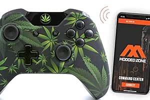 MODDEDZONE Custom MODDED Wireless Controller for Xbox One S/X and PC - With Unique Smart Mods - Best For First Person Shooter Games - Handcrafted by Experts in USA with Unique Design (420 Black)