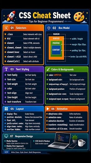 #css #code CSS Cheat Sheet Every Beginner Must Know 🔥 #shorts #tech #htmlcss #webdesign #programming