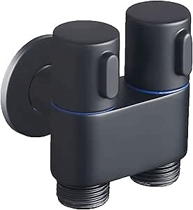 1-In-2-Out Dual Control Valve, Dual Control Valve for Bidet, Bathroom Faucet Double Handle Dual Control, 1-In-2-Out Faucet for Toilet,Bidet and Bathroom, Easy to Assemble (Black)