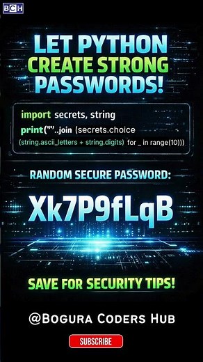 Generate Unbreakable Passwords with Python in 08 Seconds 🔐 |How to Start Python|Python for Beginners
