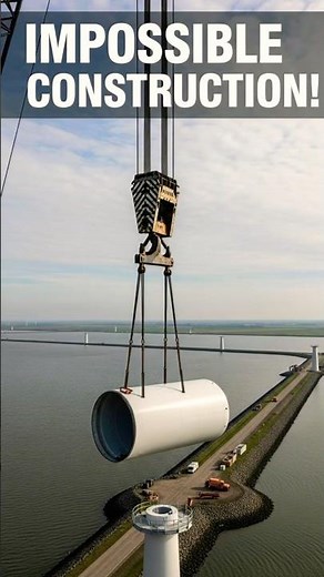 MEGA Crane Lifts Wind Turbine Tower Section!🤯#shorts