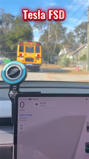 Tesla FSD Impressive Caution around School Bus. #tesla #fsd #ai #elonmusk #schoolbus #safetyfirst
