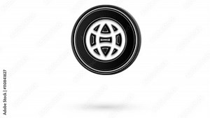 Globe icon on the counter. Looping. Alpha channel.