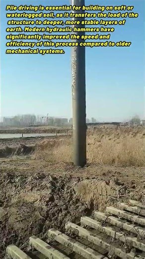 Heavy Duty Construction Equipment Installing Pillars In A Challenging Environment