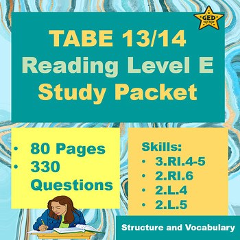 TABE 13/14 Reading Level E Study Packet
