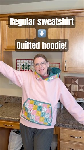 I turned a regular sweatshirt into a quilted hoodie! #diy #quilted #quiltedjacket #sewing #quilt