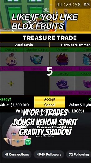 Blox Fruits Trading Dough Venom Spirit Gravity Shadow Fruit #bloxfruits #roblox #shorts