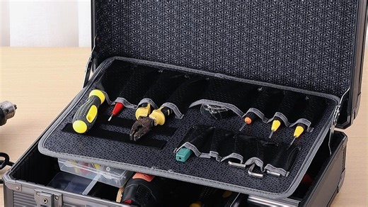 ALUBOX铝合金五金工具箱，家用工具收纳盒，多层分类小工具拿取方便。