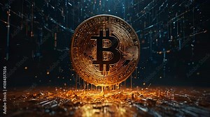 Large, physical Bitcoin coin is depicted melting and dripping onto a surface, symbolizing a significant drop in its value and potentially signaling a broader downturn in the cryptocurrency market