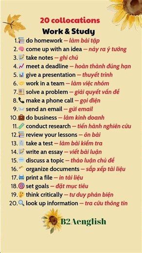 20 collocation với WORK & STUDY #hoctienganh #tienganh #tienganhchotre #learnenglish #ieltsexam