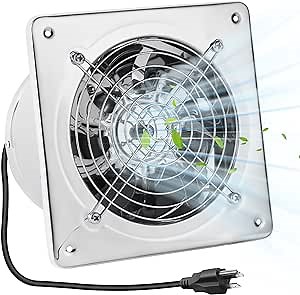 6in Kitchen Exhaust Fan Wall Exhaust Fan Through the Wall Extractor Fan Exhaust Smoke Ventilation Fan for Kitchen Bathroom Bedroom Shopping Mall Office Attic Garage 110V (White)