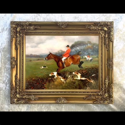 Mulberry Art on Instagram: "A Superb Oleograph on Stretched Canvas in an Ornate Rococo Frame, depicting Huntsmen & Hounds in a Landscape “Over the Hedge”. The oleograph measures 16 inches x 12 inches with overall measurements in the Hand Painted Gesso Gallery frame being 22 inches x 18 inches. The oleograph has a hand applied varnished finish with replicates the appearance, craquelure, patina & texture of an oil painting.✨£95 ✨ ETSY FRAMESANDPAINTINGS ✨ Mulberry-art.co.uk ♥️🌿 @mulberryhomeinter
