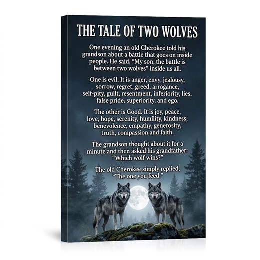 The Tale of Two Wolves Native American Wisdom Wall Art Decor Poster Inspired by Cherokee Legend for Home Bedroom Living Room - Etsy