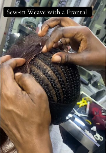 Sew-in weave with a #Frontal #Weaving #porshhair #Rapunzelhairaffair #closure #luxuryhair #closuresewin #traditionalsewin #verstailesewin #Microlinks #wigmaker #BodyWave #Wigs #Hairbundles #Weaveologist #sewinweave