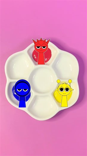 Blue + Red + Yellow Color Mixing Fun! #sprunki #colormixing #satisfying