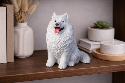 Samoyed Miniature Figurine – Charming Modern Decor for Dog Lovers - Lifetime Warranty - Etsy