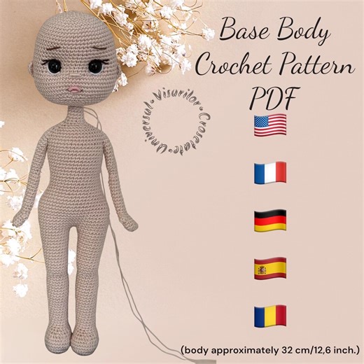 Crochet Doll Body Base Pattern 32 Cm Tall| Amigurumi, Face Shaping (PDF Pattern) - Etsy