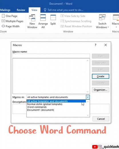 To Automatically List all MS Word Commands | Shortcut Keys | Microsoft Word ⏩