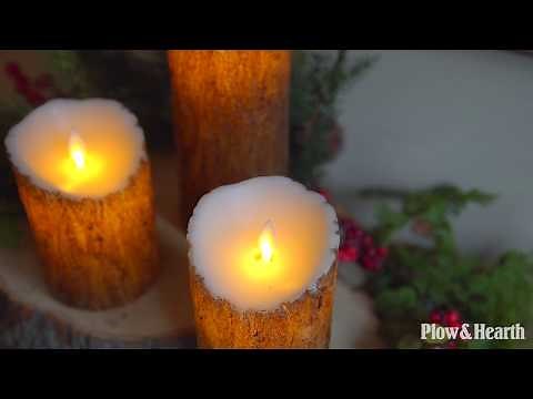 Woodland Flameless LED Candles with Timer, Set of 3