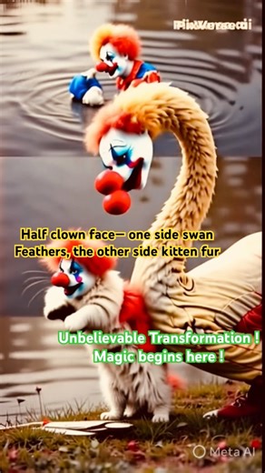 Swan and Kitten Transform into Clowns | Magical AI Transformation 🤡#shorts #ai