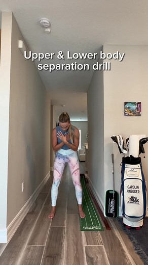 Pick up 20 YARDS instantly! Upper and lower body separation is key to so many vital things in the golf swing like distance, clubhead speed, angle of attack, you name it. Without proper separation to these sections, it’s very hard to create momentum and translate that into the golf ball. This simple drill will help you feel that resistance of the lower body at the start of the downswing, and allow you develop more clubhead speed and distance! Give it a shot! 👍🏻 #coachcarolin #golftips #athomego