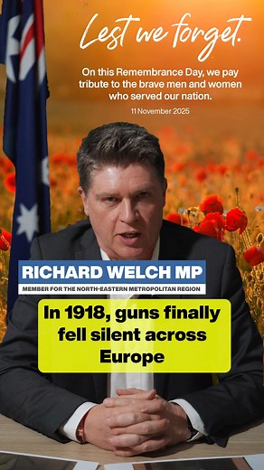 At the eleventh hour of the eleventh day of the eleventh month, the guns fell silent in 1918. We pause to honour Australians who served—and those who never returned. The promise endures: we will remember them. Lest we forget. | Richard Welch MP