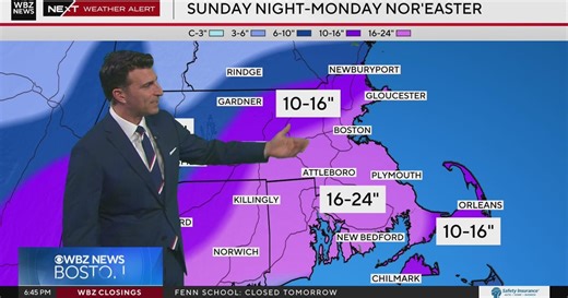 Latest projected snow totals for nor'easter set to batter Boston and Massachusetts