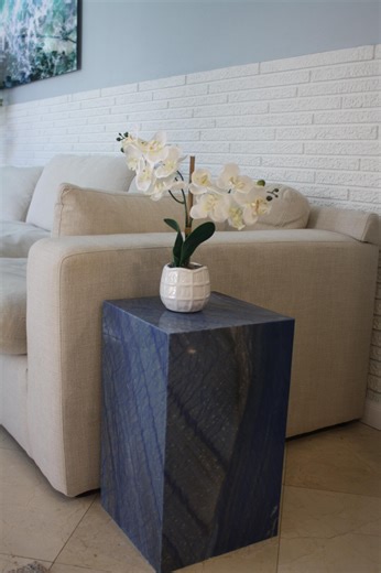 Italian Azul Macaubas Quartzite Plinth Table, Luxury Stone Accent Pedestal - Etsy Canada