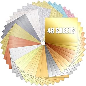 MCPINKY 48 Sheets Glitter Cardstocks, 8.5 x 11 Inches Premium Sparkle Cardstock Paper Heavyduty Craft Paper for Scrapbook Making DIY Crafts, 92lb/250gsm