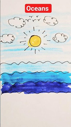 how to draw ocean or sea? (sea drawing tutorial for beginners)