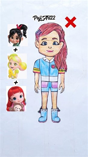 Vanellope+Rainbow Bubble Gem&Ruby Paper Game🌈#shorts #pujiart22#art #drawing