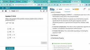 What is the quotient of the synthetic division problem below, w... | Filo